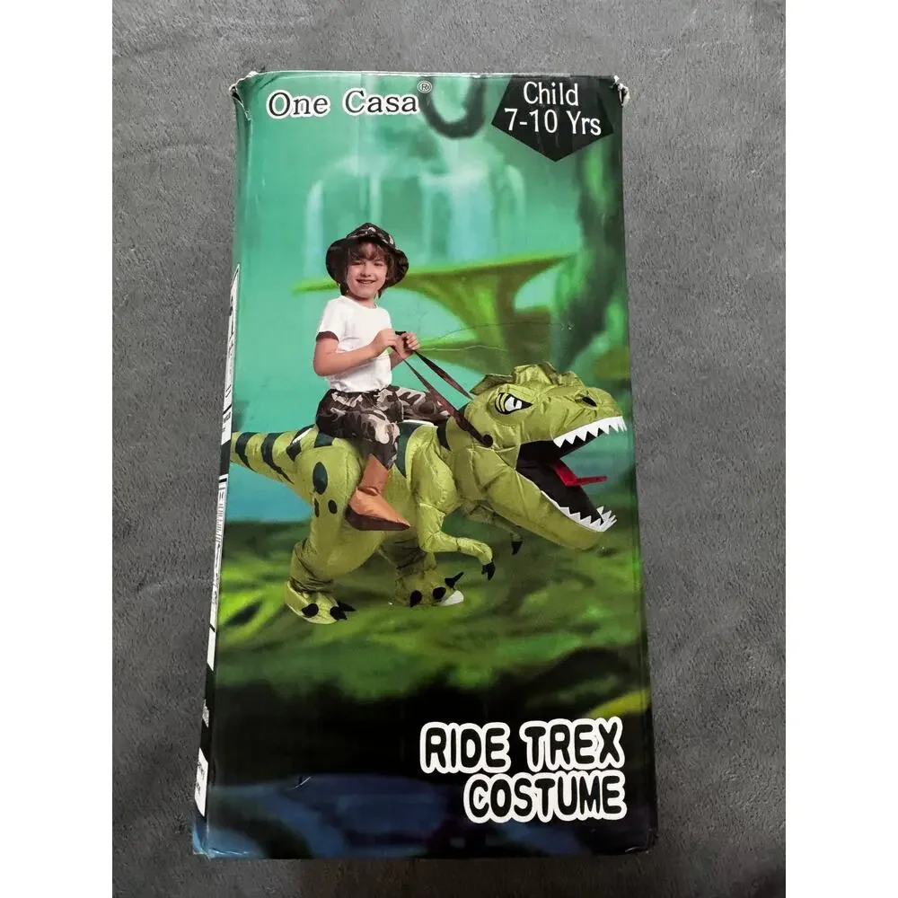 New in Box One Casa Inflatable Ride T-Rex Dinosaur Costume (Child Size 7-10 Yrs)